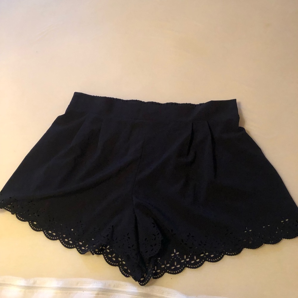 Scalloped Black Lace Shorts